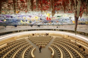 The newly renovated Room XX is pictured after the unveiling ceremony at the European headquarters of the United Nations in Geneva